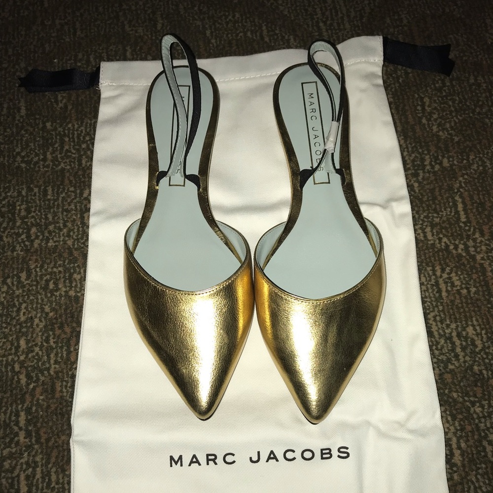 Marc Jacobs Gold Joline Slingback flat EUR 37/US 7